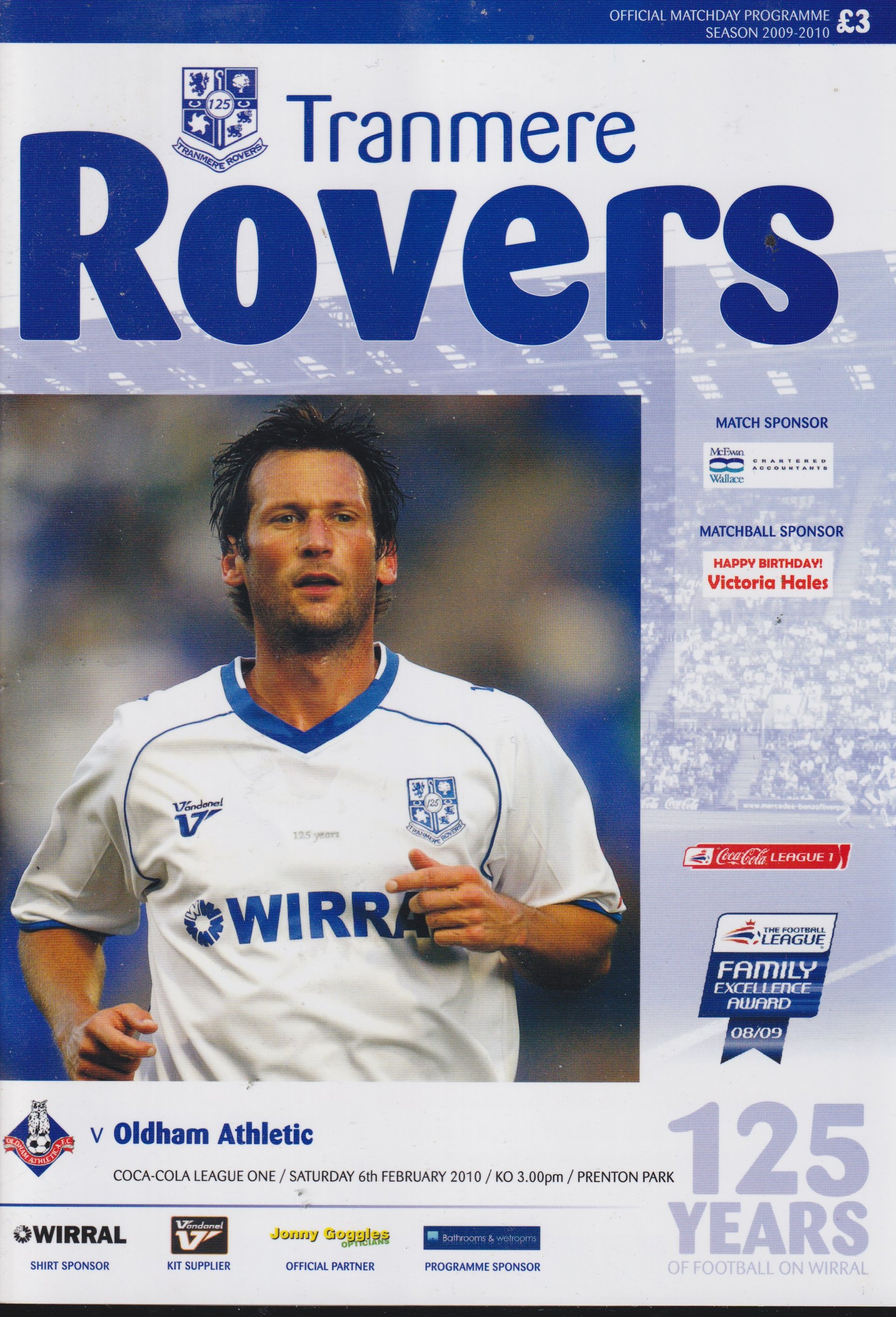 Tranmere Rovers v Oldham Athletic match programme